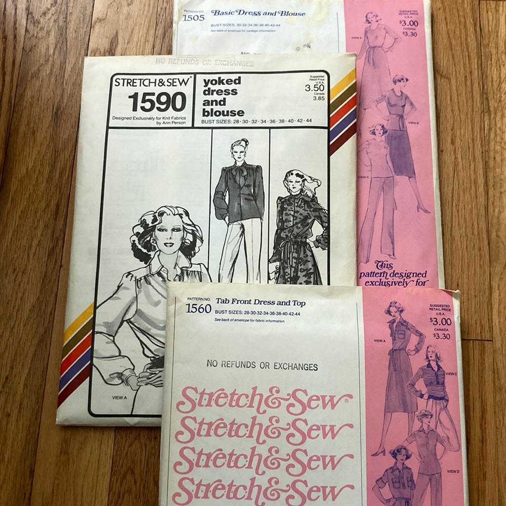 Lot of 3 Vintage Shirt Dress Sewing Patterns